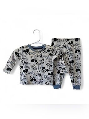 Primark x Disney 2 Piece Pajama Set Mickey Mouse Long Sleeve Pants Tie Dye 6-9M